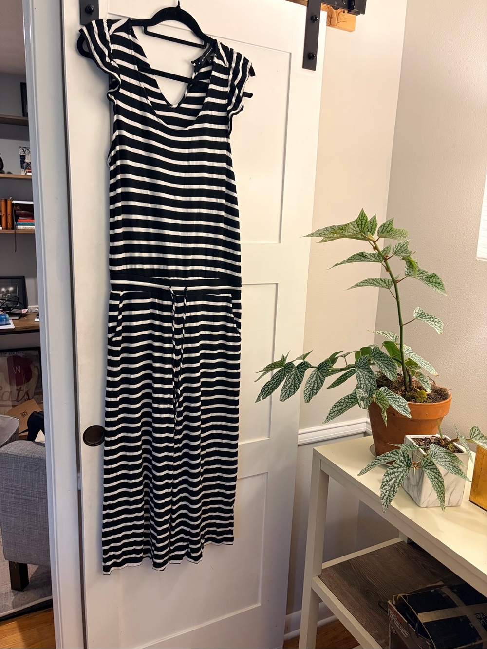 Gibson Black and White Striped Romper!